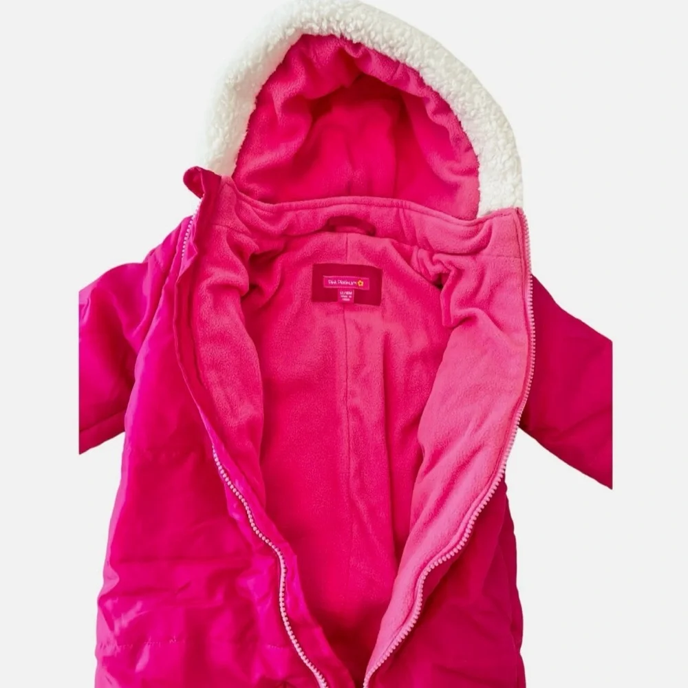 Pink Platinum Baby Girls One Piece Fleece Snowsuit in Pink - Size 12-18 Months - Picture 7 of 8